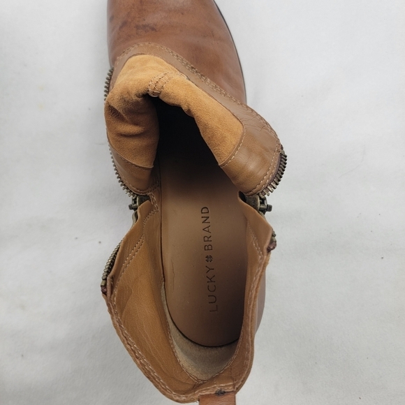 Lucky Brand LK-Basel tan genuine leather zip up ankle booties - Picture 8 of 9